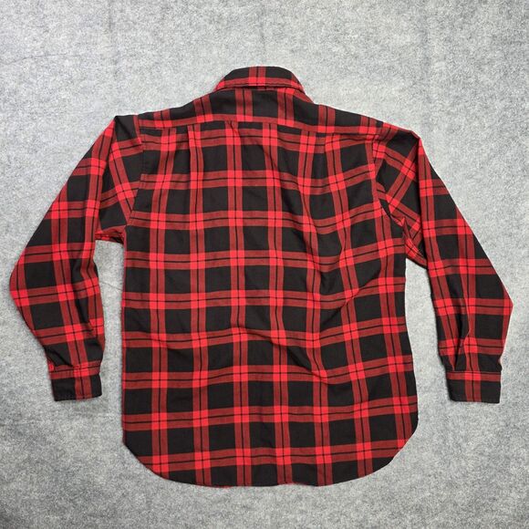 Vintage Cabela's Red Black Flannel Corduroy Collar Shirt Mens Large Made USA 90s - Picture 2 of 8